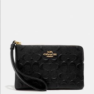 NWT COACH Corner Zip Wristlet Signature Leather